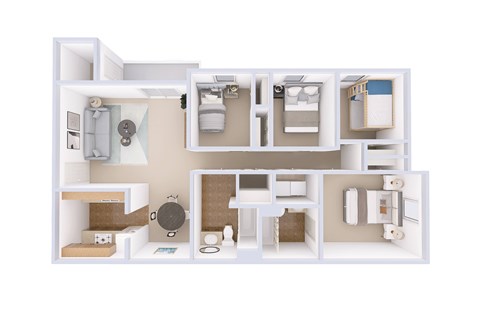 Floor plan for 4 beds, 2 baths, 1194 sqft